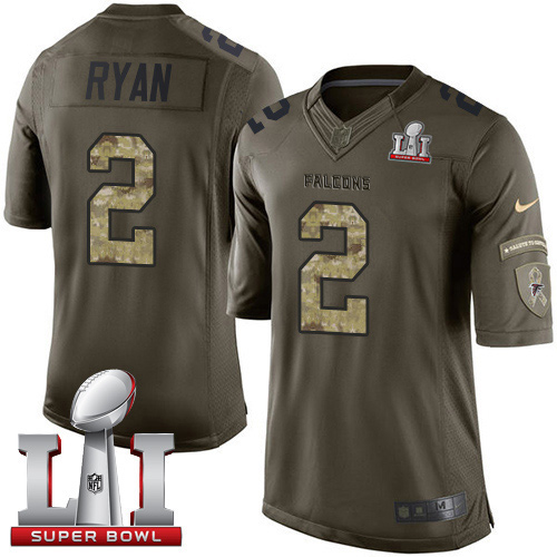 Nike Falcons #2 Matt Ryan Green Super Bowl LI 51 Men's Stitched NFL Limited Salute To Service Jersey - Click Image to Close